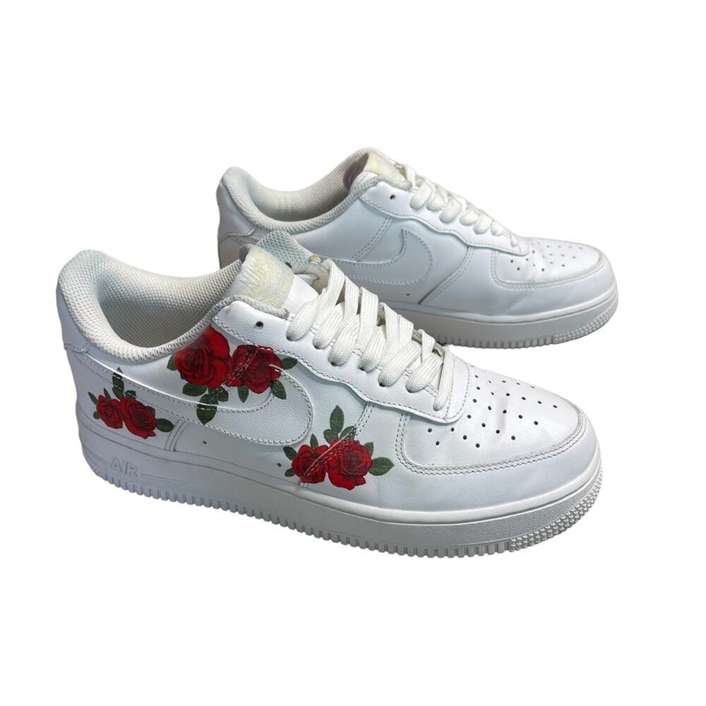 NIKE Air Force 1 Custom ‘Red Roses’ Low Top Sneakers Women’s